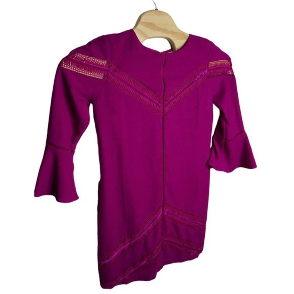 Adelyn Rae Women's Fuchsia Sz‎ Medium Satin Lace Bell Sleeve Barbie Shift Dress
